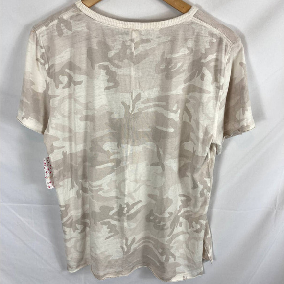 NWT FREE PEOPLE We The Free Camo Tee Loose Knit Ivory Combo XS - Picture 6 of 7